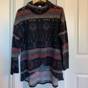 Cowl-neck poncho style sweater